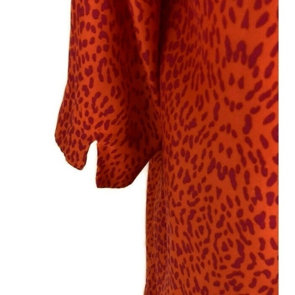 Zara Basic Women's Small S Shift Dress Lined 3/4 Sleeves Orange Animal Print - Picture 7 of 8